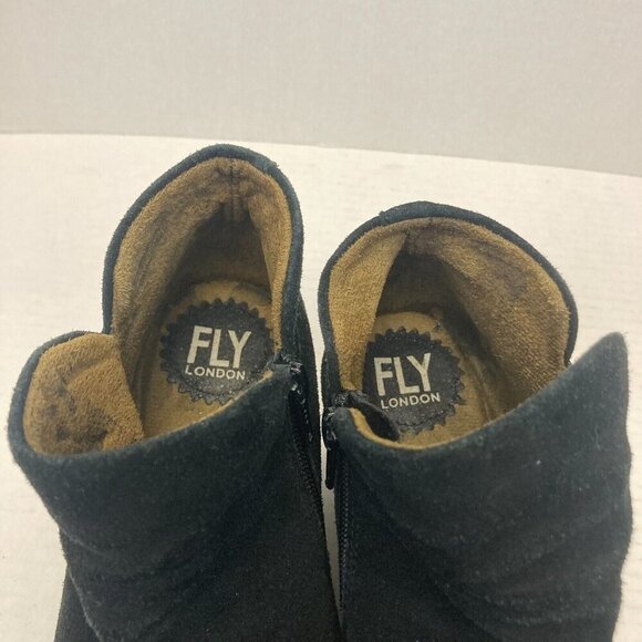 Fly London Wedge Ankle Bootie Womens EU Size 38 / US 7.5 / 8 Black Suede Leather - Picture 14 of 16